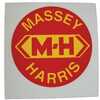 Massey Harris Mustang Massey Harris Decal, 3 inch Round, M-H, Red with Yellow Letters, Vinyl